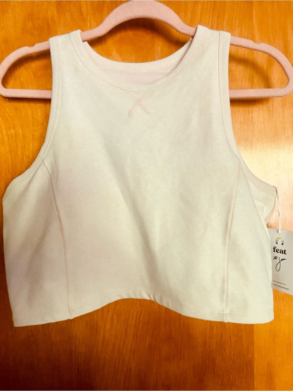 NWT Feat Brand X Jana collab Cropped Workout Tank Top Sz. XL Color Blush